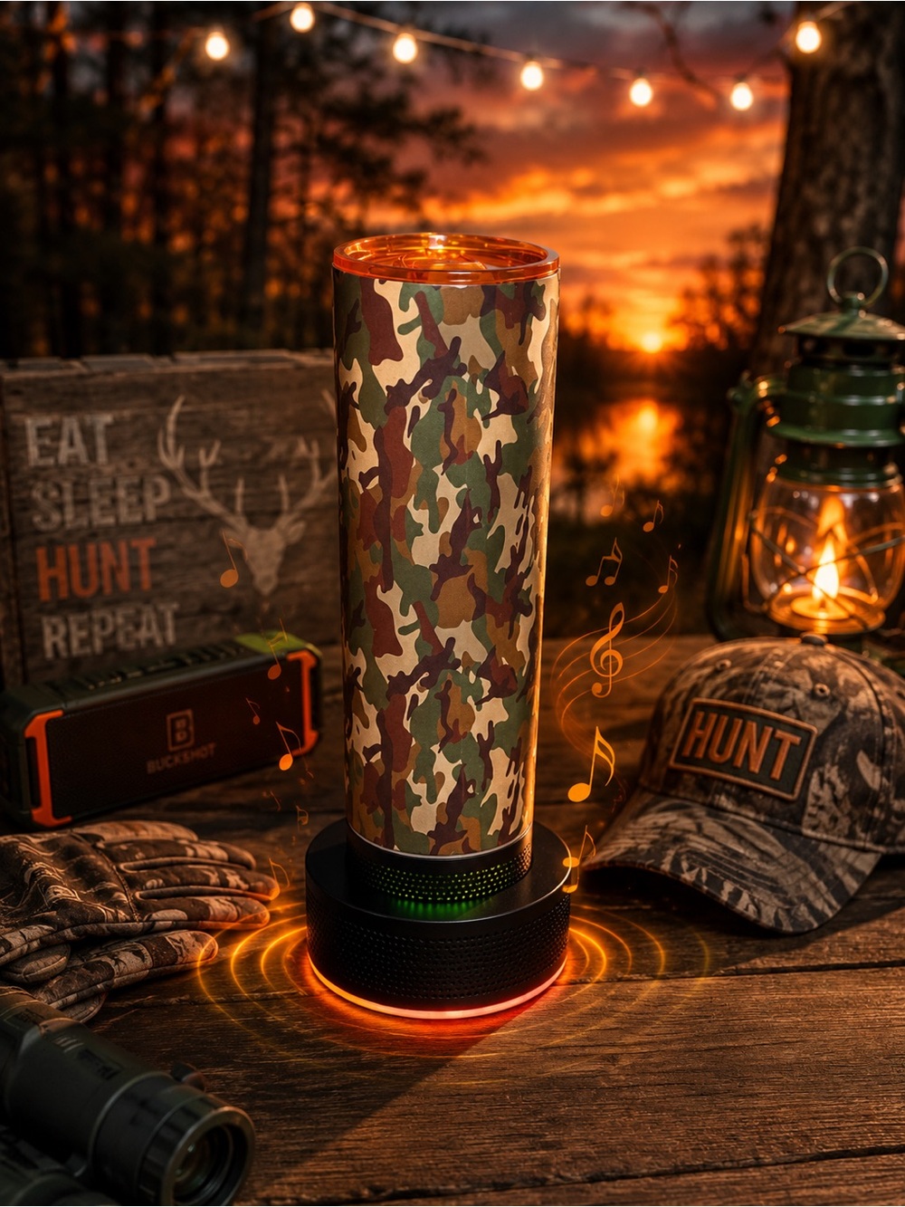 Camouflage Wireless Bluetooth Speaker Stainless Steel Tumbler- Camo Print